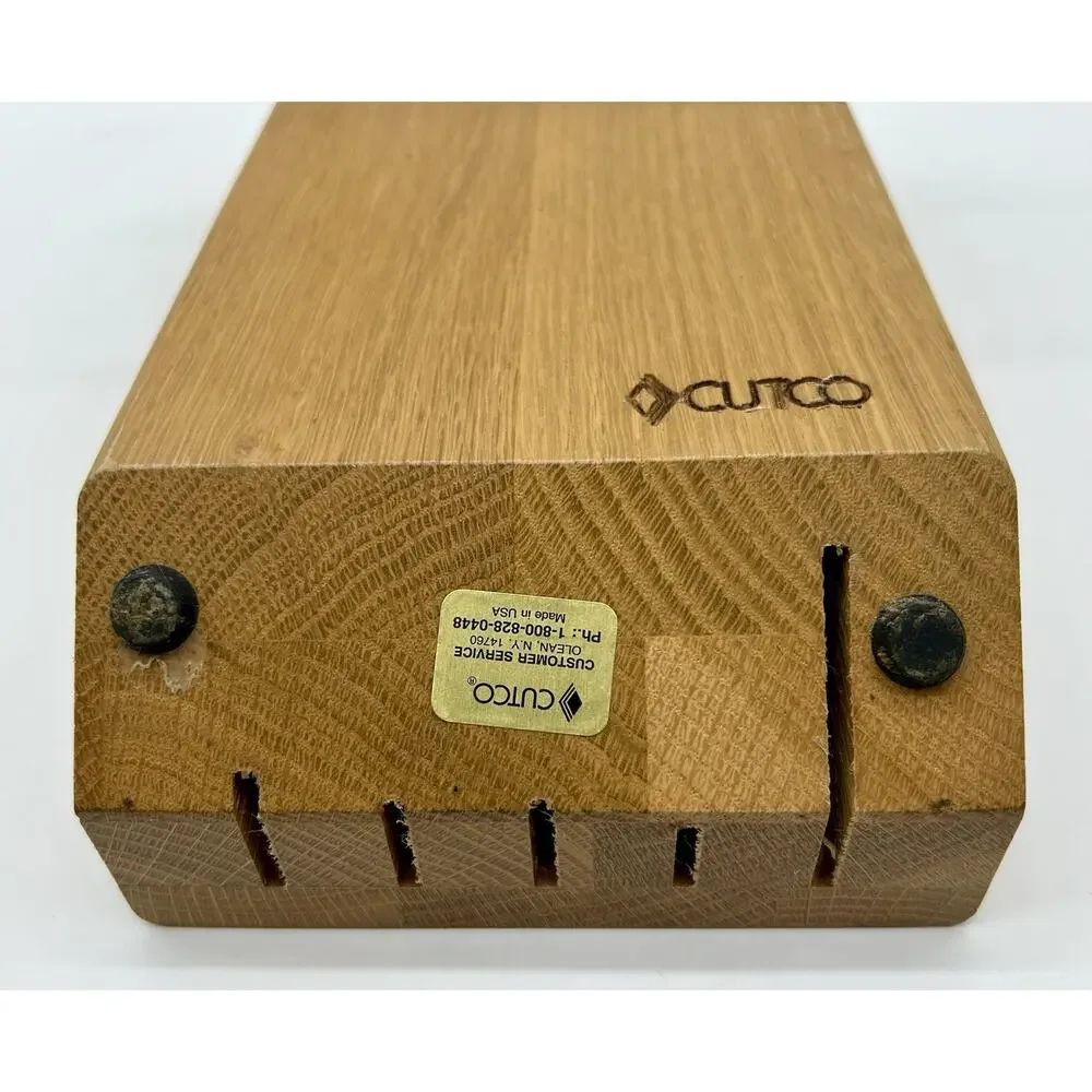 Cutco 5 Slot Oak Wood Knife Block Storage Space Saver Stand Or Hanging GUC - Picture 8 of 9